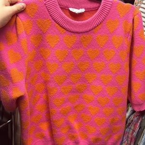 THML Heart Pink Orange Sweater Top XL